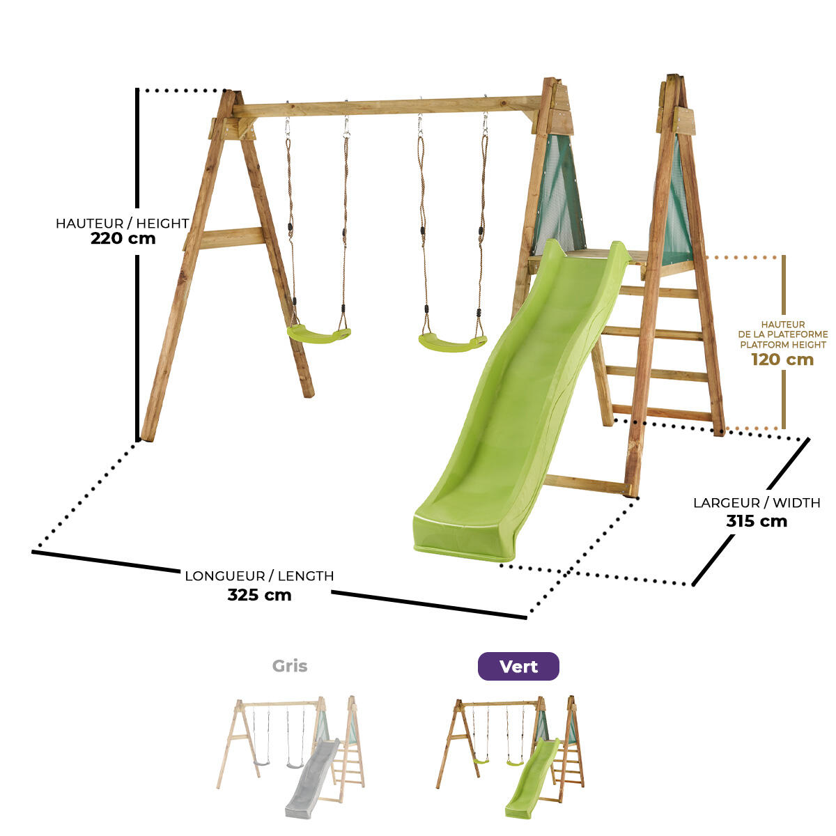 Portique 2 balançoires et toboggan WINDI 3/5