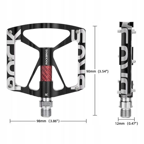 Pedały rowerowe aluminiowe z pinami czarne Rockbros K307T 4/7