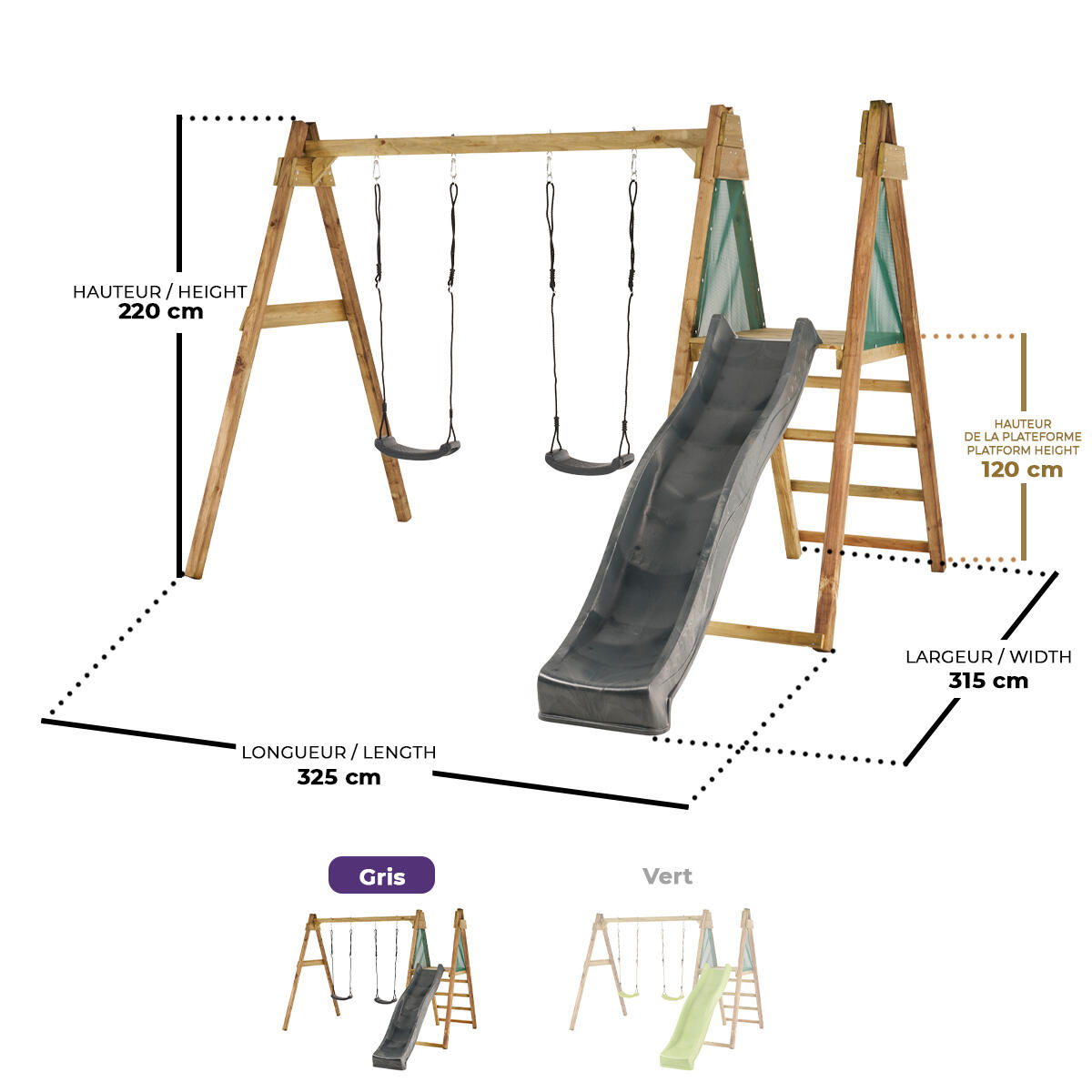 Portique 2 balançoires et toboggan WINDI 3/5