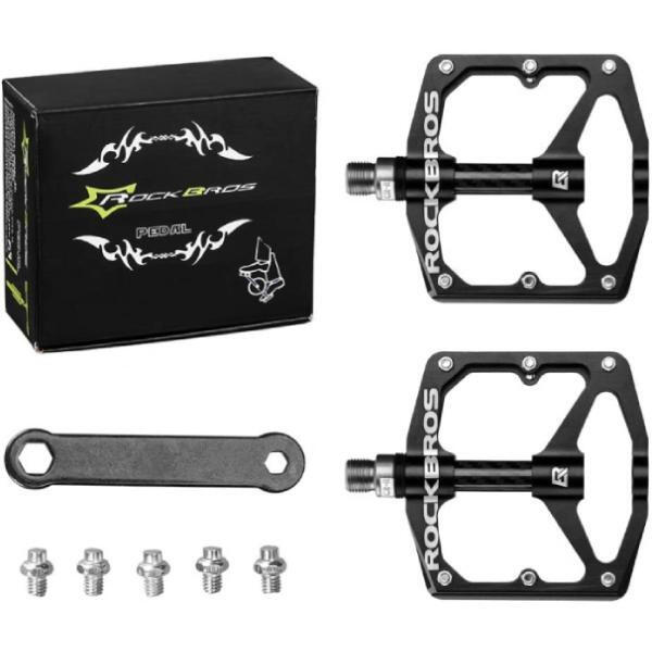 Pedały rowerowe aluminiowe z pinami czarne Rockbros 2017-12EBK 6/6