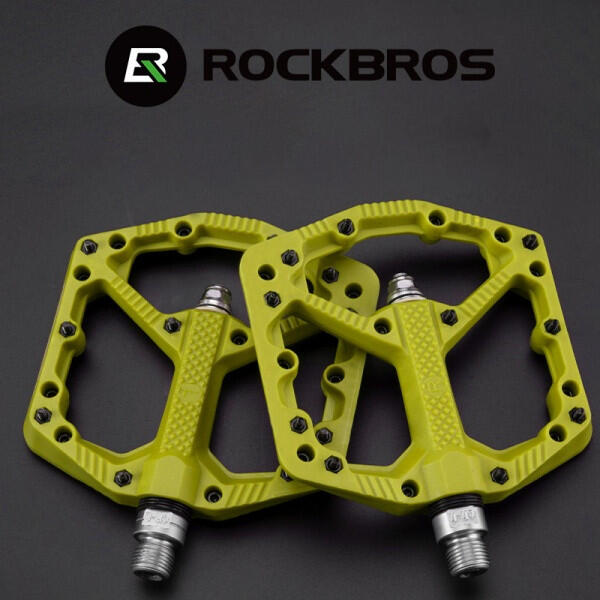 Pedały rowerowe nylonowe z pinami żółte fluo Rockbros 2021-12AGN 2/2