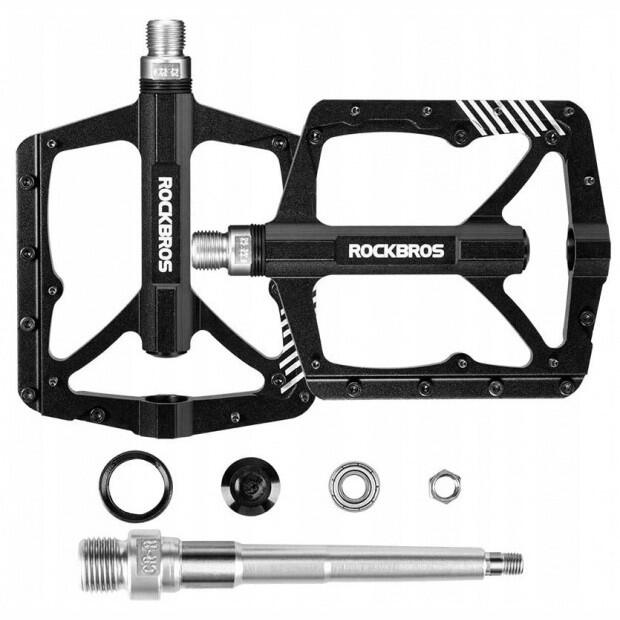 Pedały rowerowe aluminiowe z pinami czarne Rockbros 2018-12BBK 3/7