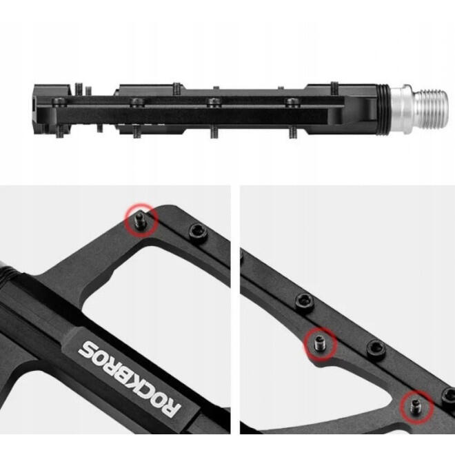 Pedały rowerowe aluminiowe z pinami czarne Rockbros 2018-12BBK 6/7