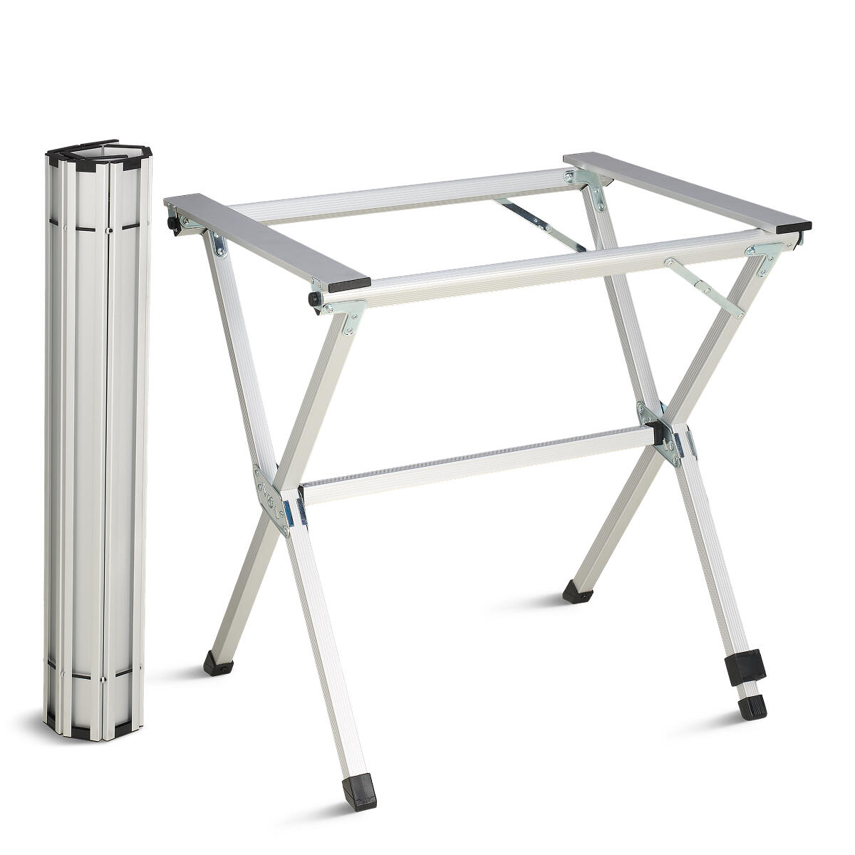 Campingtafel - 80x58x71 cm - lichtgewicht met aluminium frame - zilver 2/6