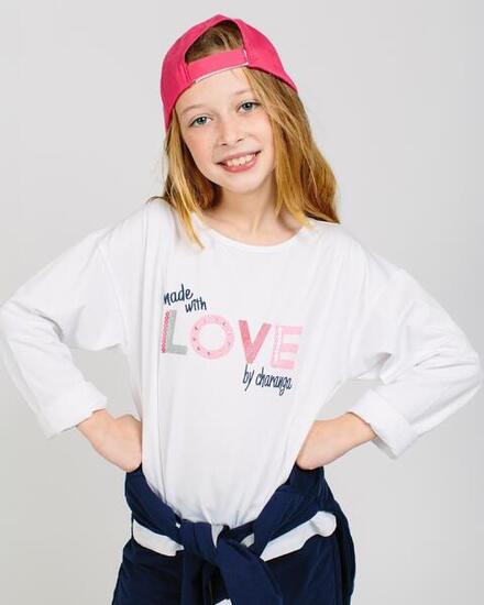 Camiseta manga larga de niña blanco