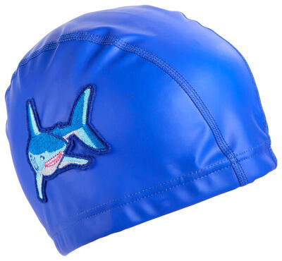 Badmuts haai 3+ blauw 100% uv bescherming in doorzichtig zakje