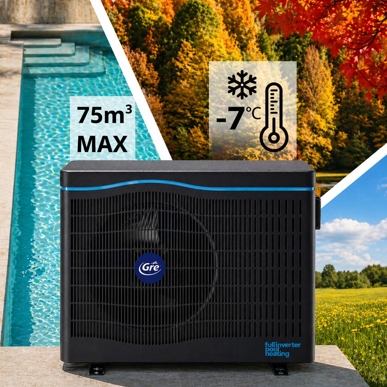 Bomba de calor con tecnología Inverter para piscinas de hasta 45m3 6/7