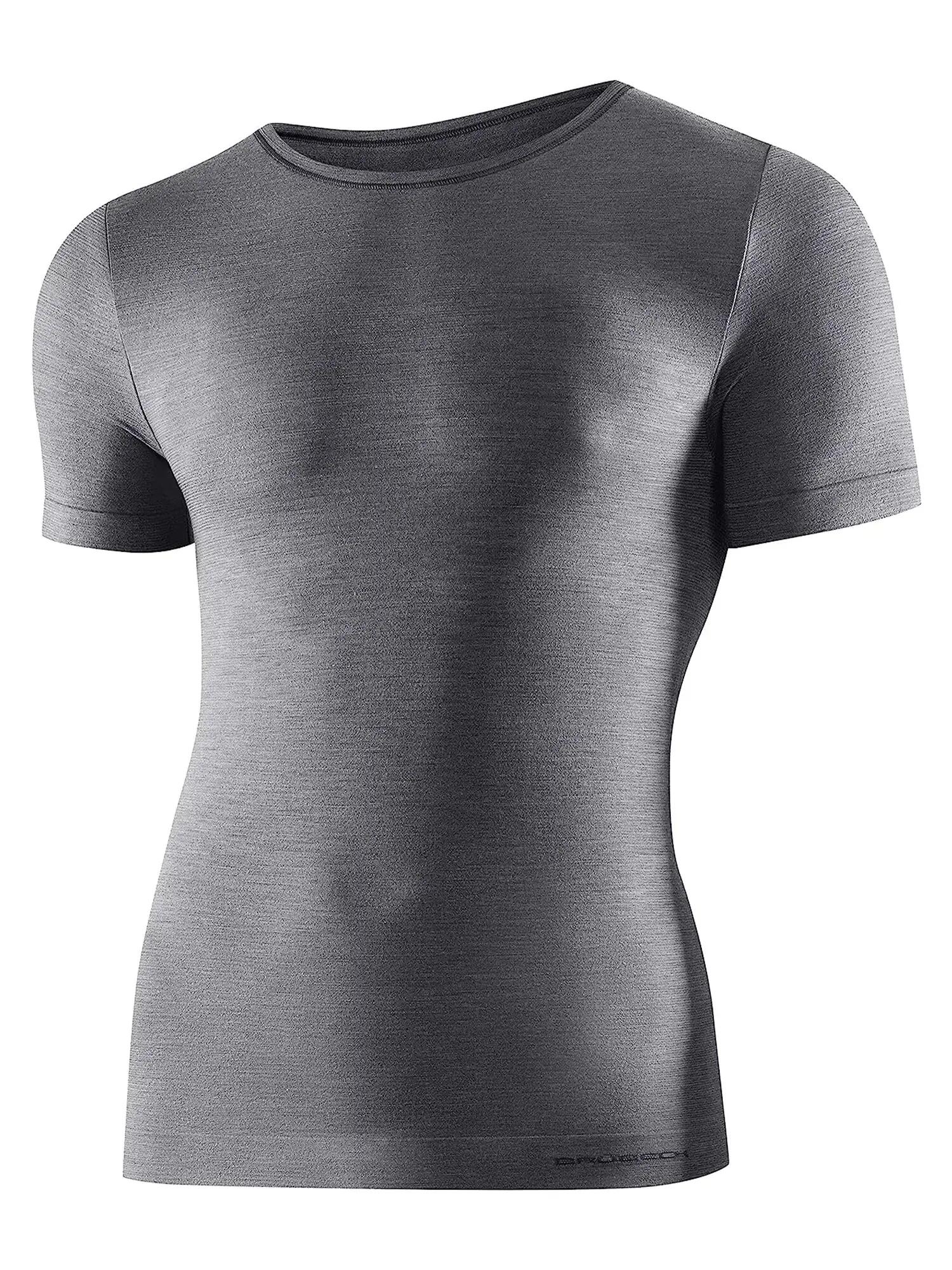 Koszulka męska z krótkim rękawem Brubeck Comfort Wool ciemnoszary XL LS1103M 3/4