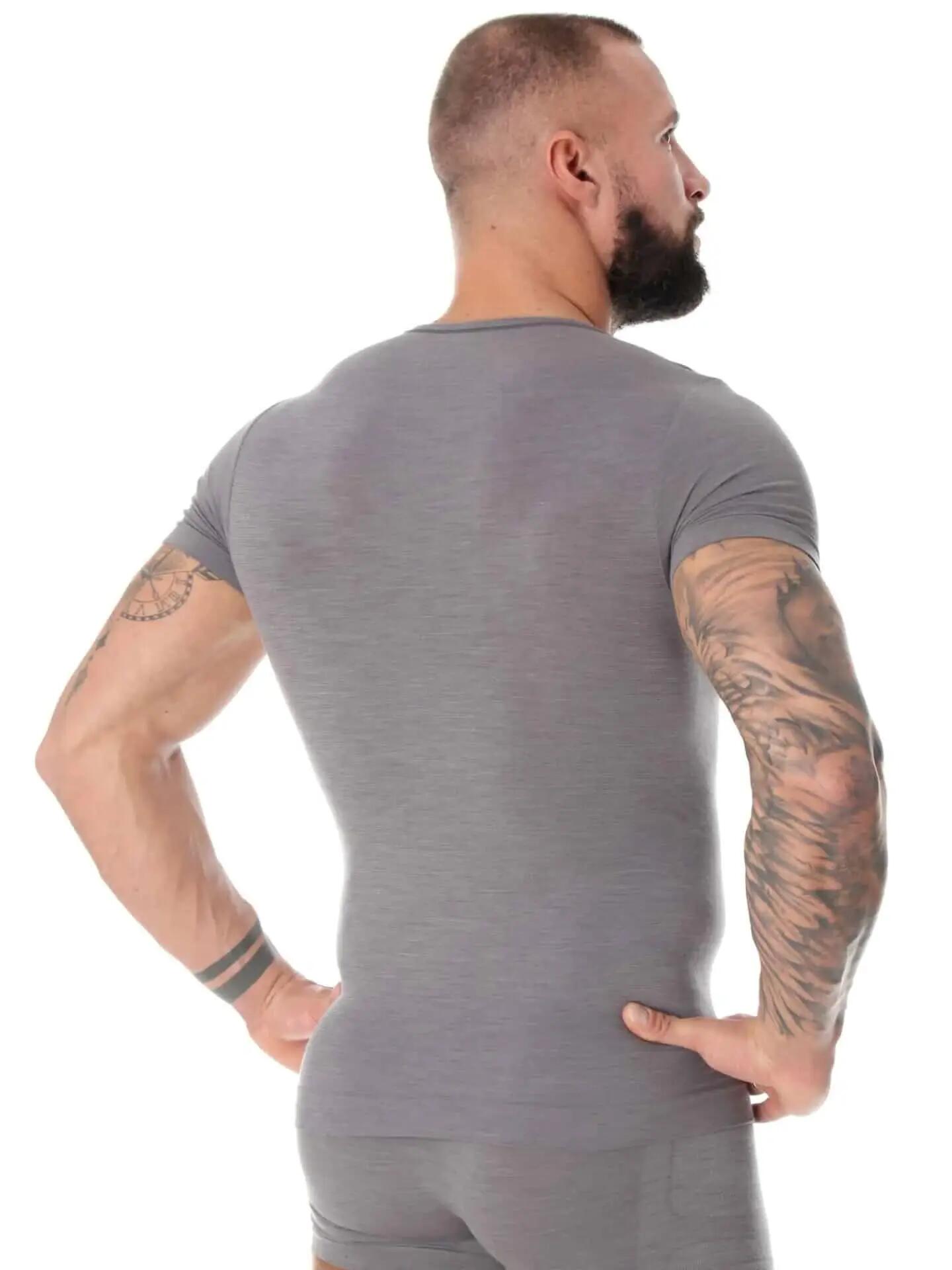 Koszulka męska z krótkim rękawem Brubeck Comfort Wool ciemnoszary XL LS1103M 2/4