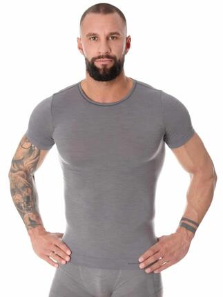 Koszulka męska z krótkim rękawem Brubeck Comfort Wool ciemnoszary XL LS1103M