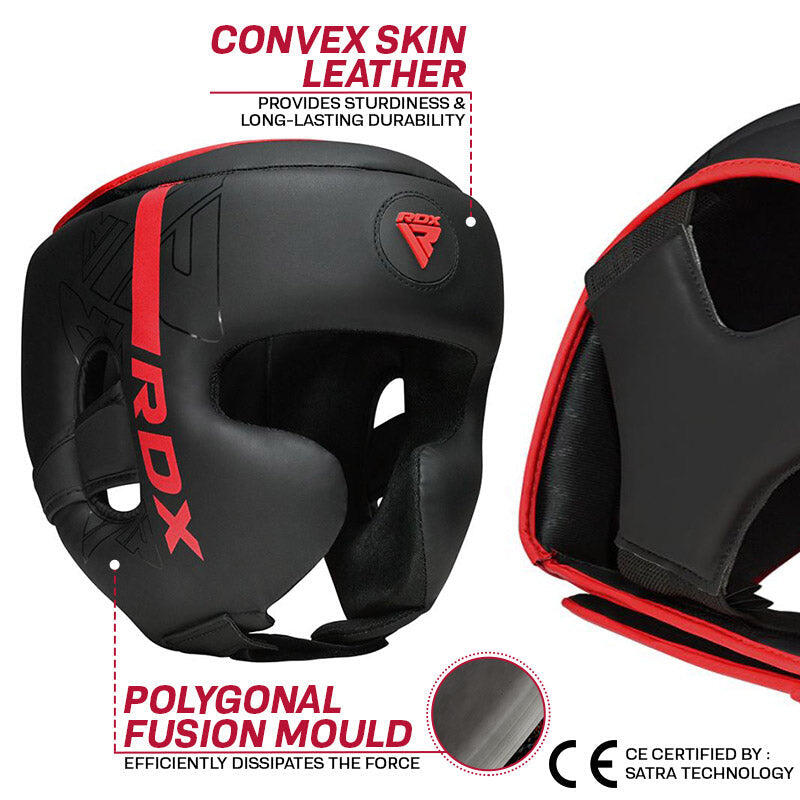 Casco da boxe F6 KARA – Rosso opaco – XL 5/8