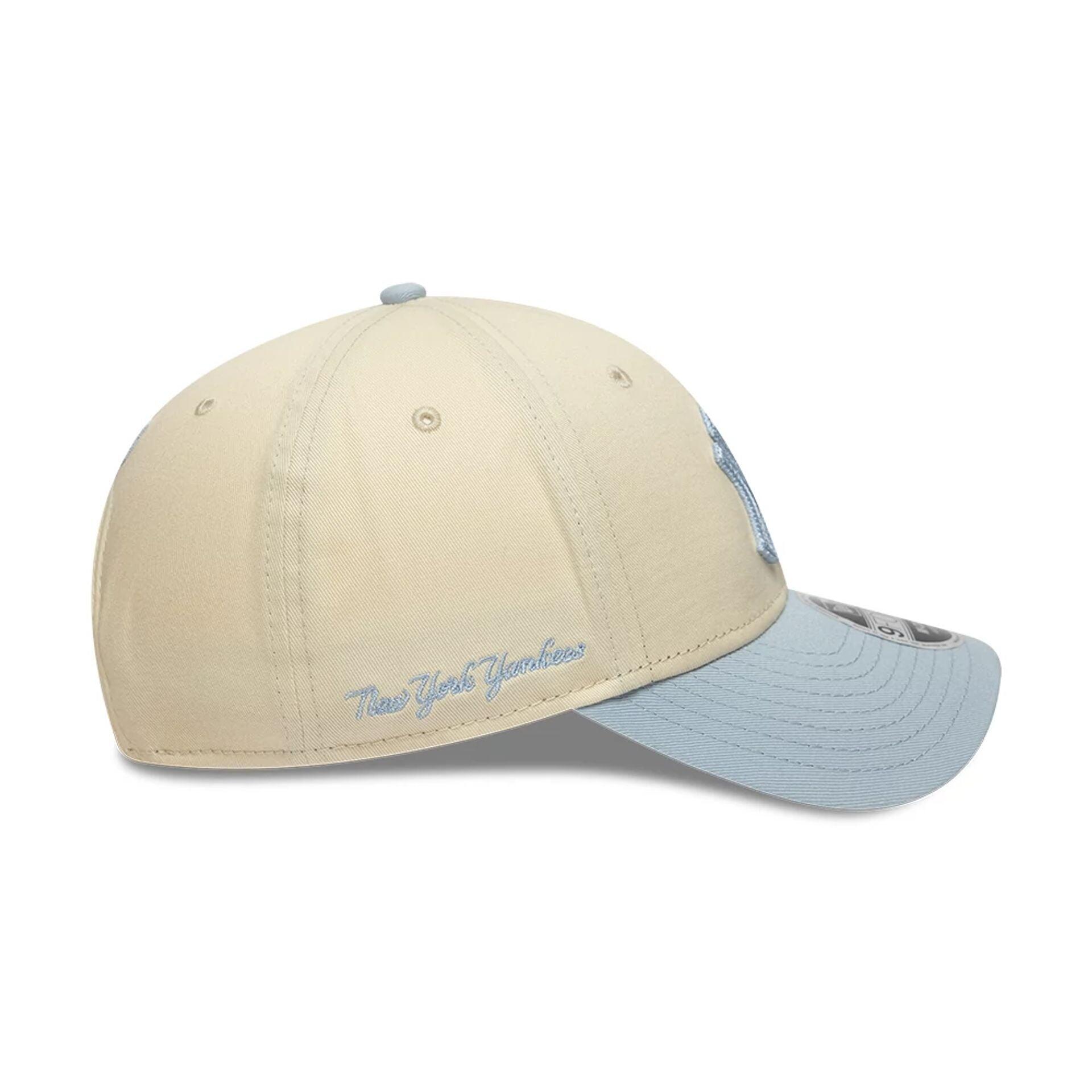 New Era 9FORTY Cap MLB New York Yankees Side Script hellbeige/lavendel 4/6