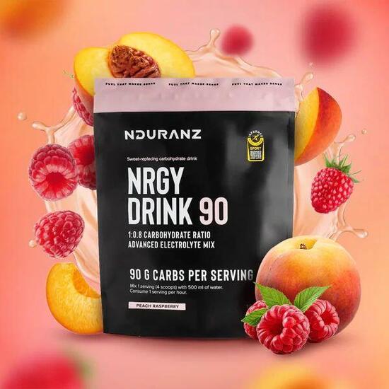 Nrgy Drink 90 Peach Raspberry Kohlenhydrate Triathlon Laufen Rad Nduranz 1,2 kg