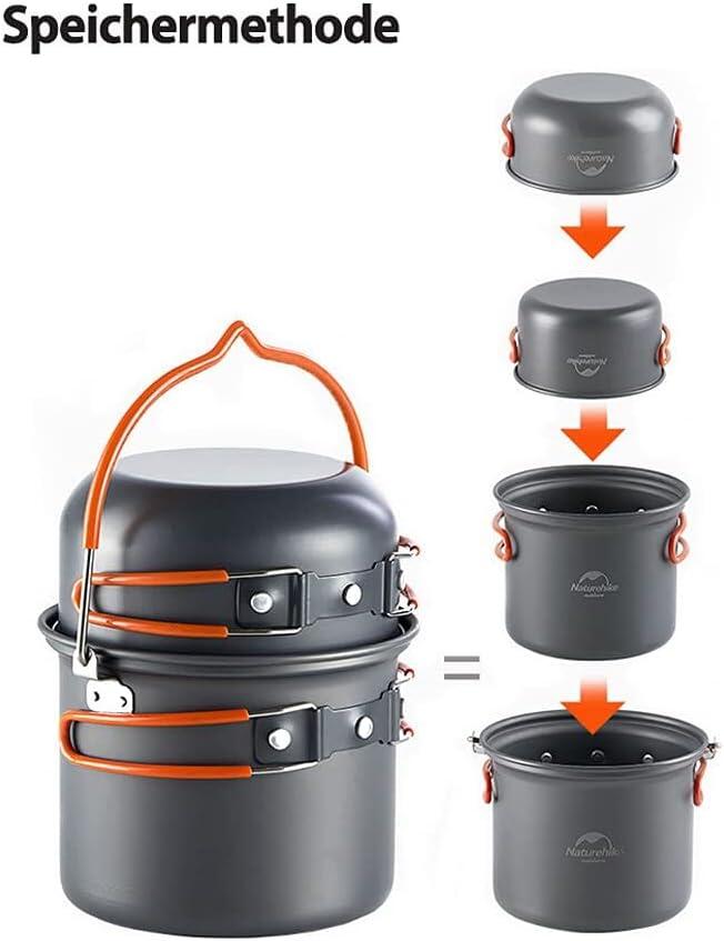 Naturehike 4-in-1 Aluminium Kookgerei Set Upgrade 618g 5/7