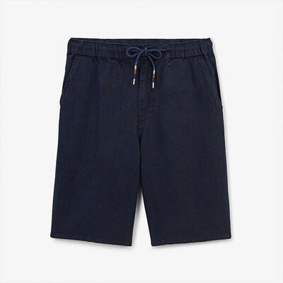 Bermuda 557 van linnen en katoen, ruime pasvorm, marineblauw