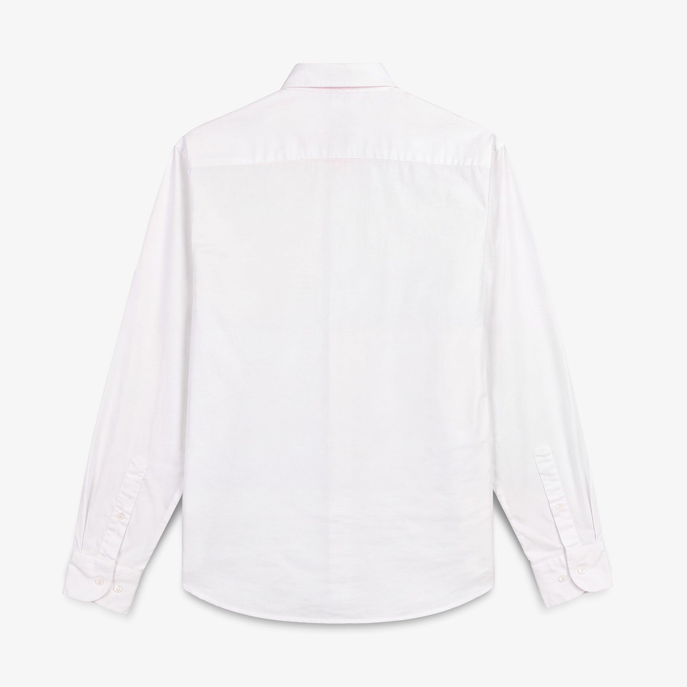 Camicia a maniche lunghe in cotone oxford con taschino bianco 2/4