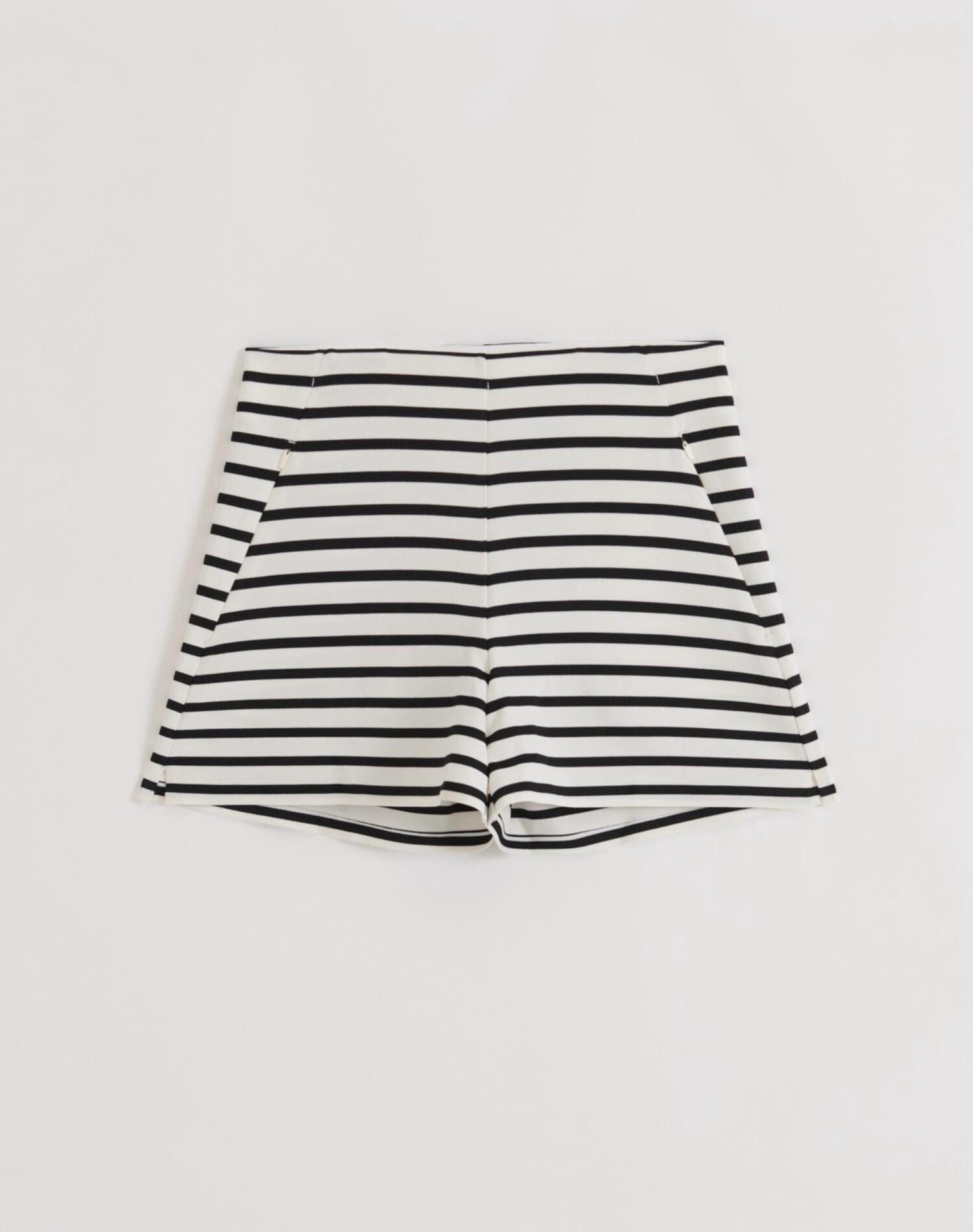 Femme Mini-short Mélange de Modal Taille Haute Poches Zippées Luxe Rayé 7/7