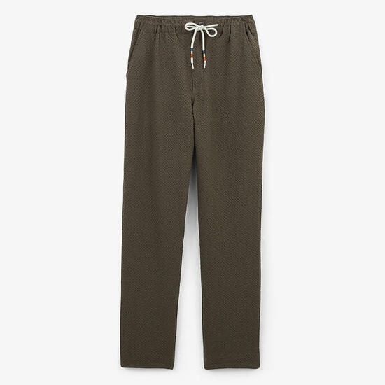 Pantalon 558 en coton seersucker avec taille élastique marron argile