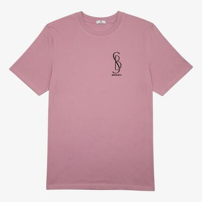 T-shirts met ronde hals tobias van katoen, roze met print op de borst