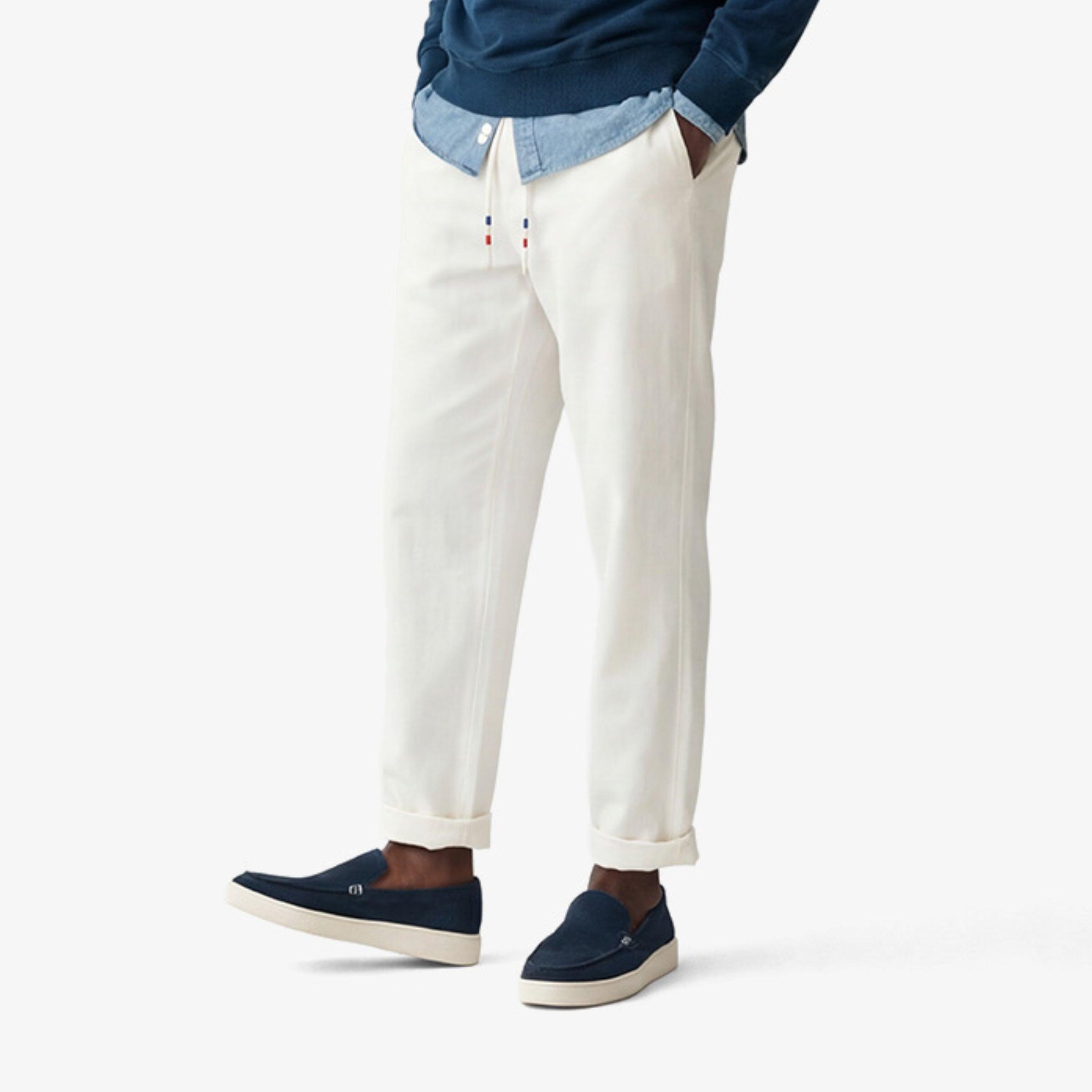 Pantaloni 549 con elastico in vita in cotone bianco sporco 2/5