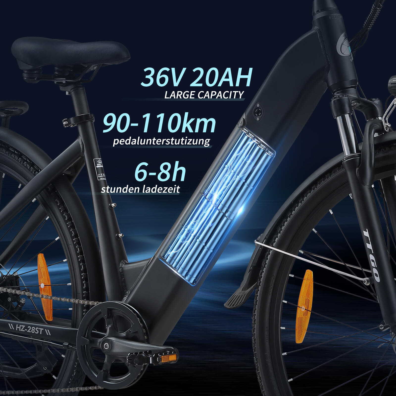 Elektrokolo TTGO HZ-28ST, motor 250 W, baterie 36 V 20 Ah 6/7