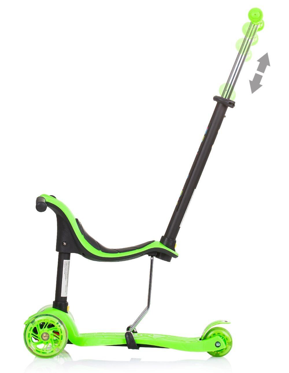 Infantil Paseo Patinete evolutivo 3 en 1 empuje MULTI PLUS LED Green 2/5