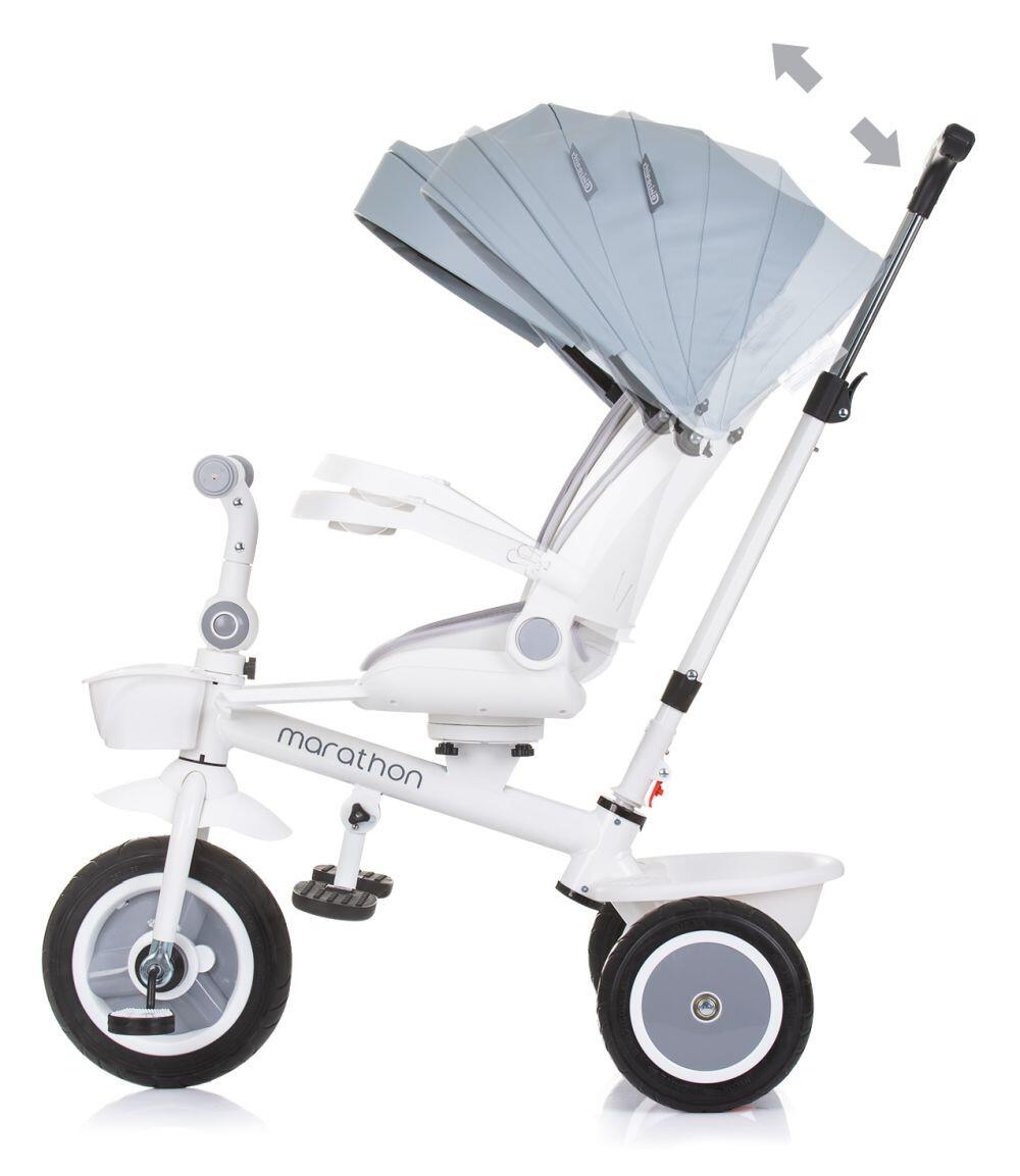 Infantil Paseo Triciclo evolutivo 2 en 1 empuje y pedales MARATHON Ash grey 3/4