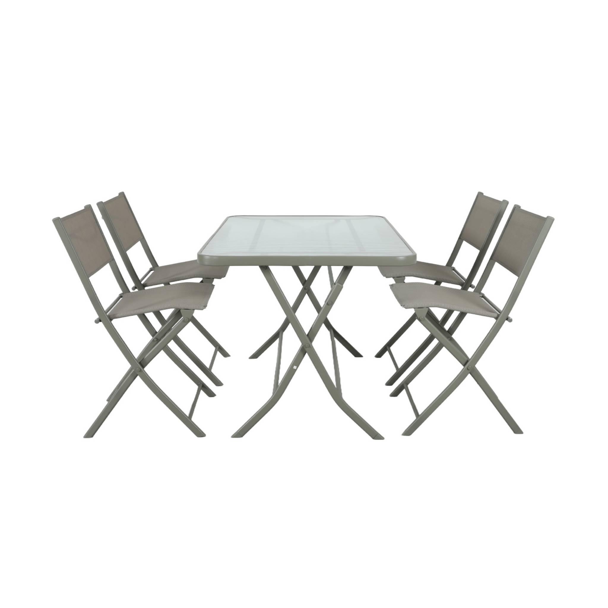 Mesa de jardim dobrável de aço com 4 cadeiras, Verde caqui 5/5