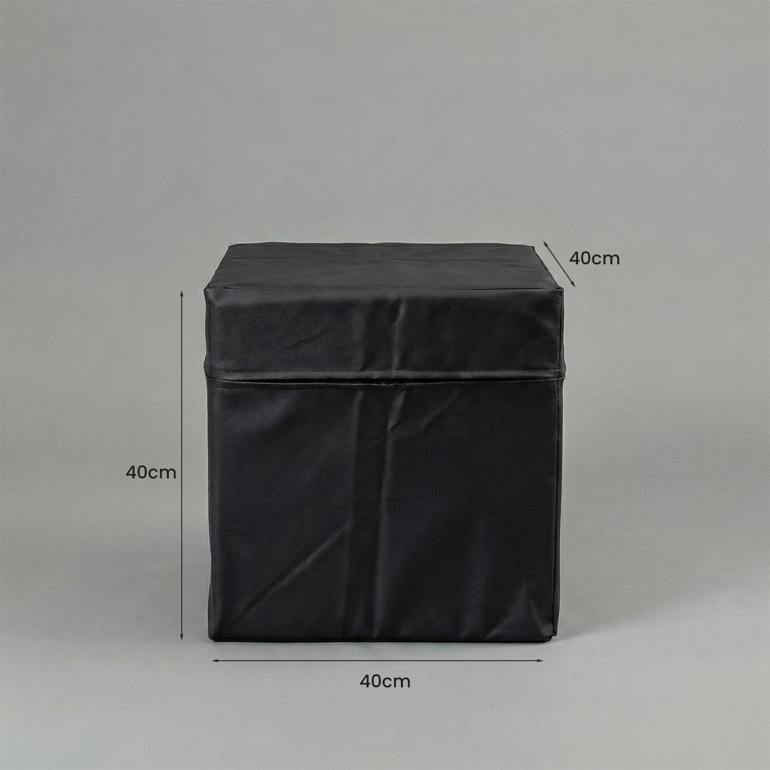 Sitzwürfel aus Kunstleder schwarz 40x40x40 cm mit PU-Schaumstoff 4/7