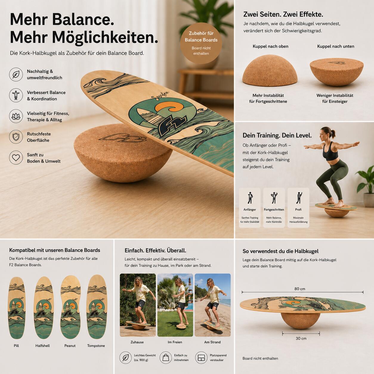 F2   Balance Board Kurk Halve bol Balance Training  30x10cm  2024/25 2/3