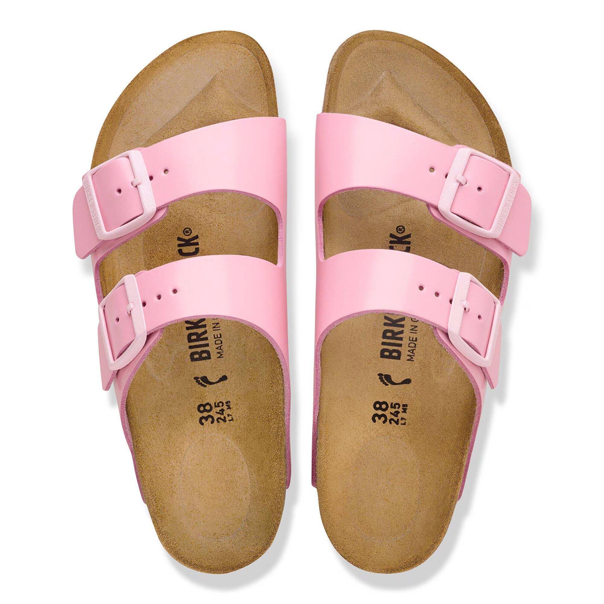 Chinelos Birkenstock Arizona Couro Natural Envernizado Adulto 4/5