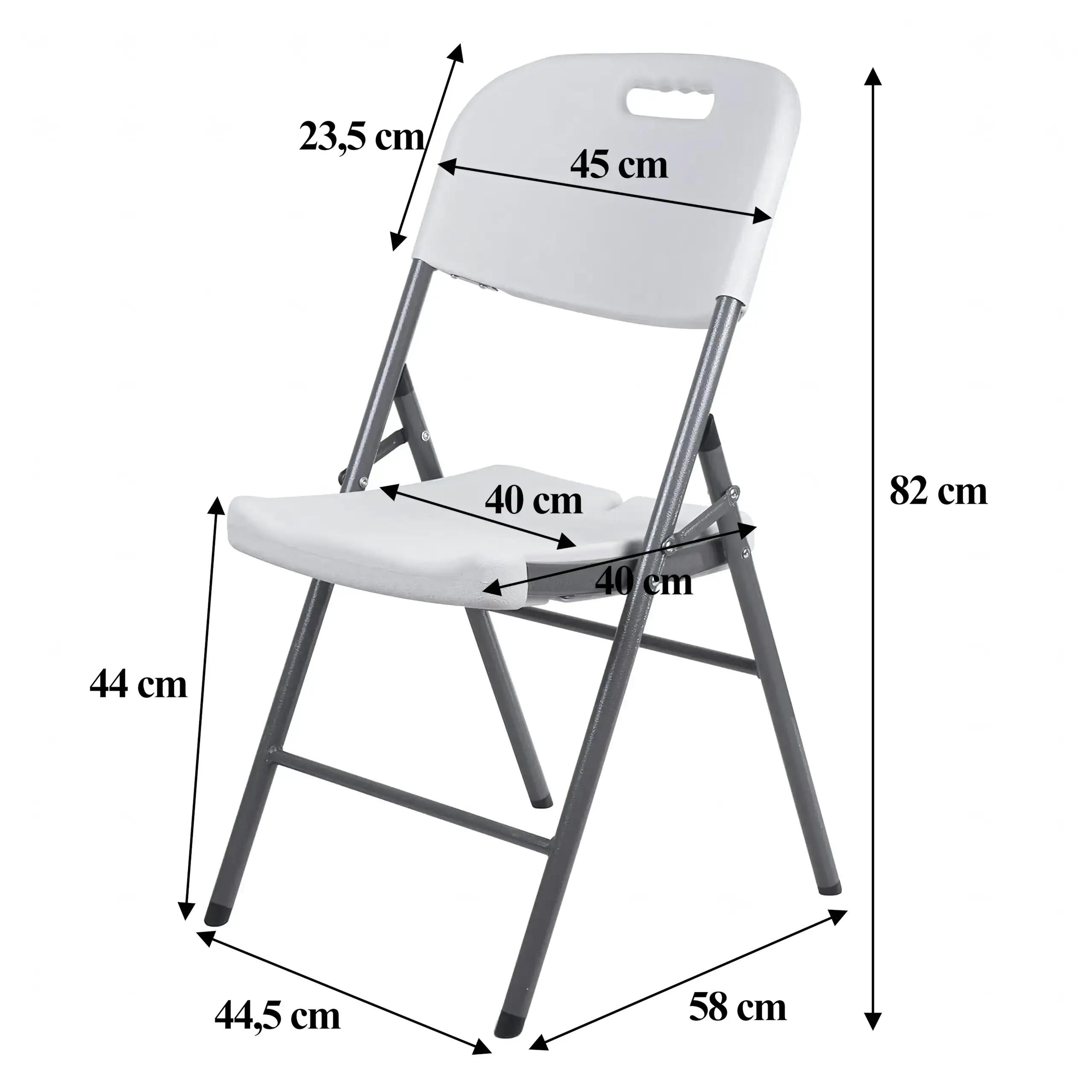 Set 4 scaune pliabile, cadru metalic, 120 kg, maner transport, 44.5x58x82 cm 3/7
