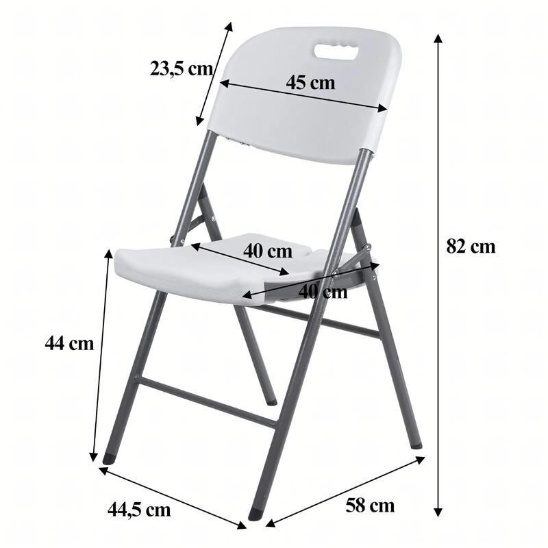 Set 4 scaune pliabile, cadru metalic, 120 kg, maner transport, 44.5x58x82 cm