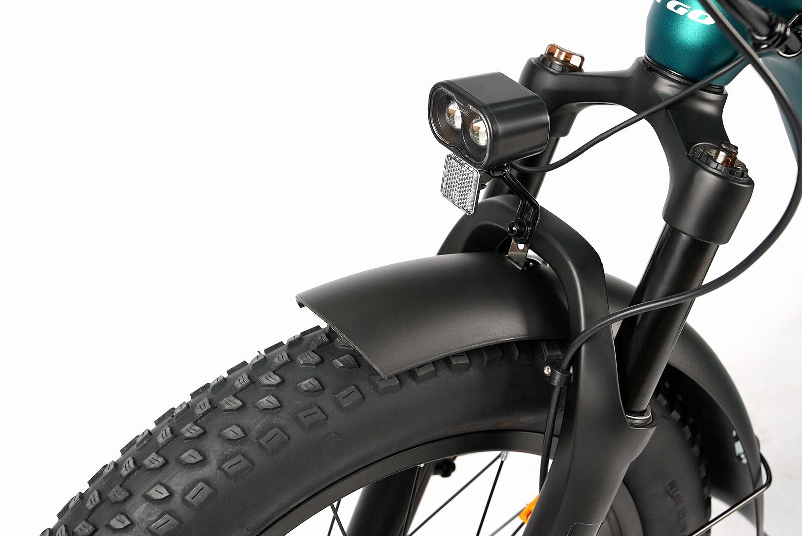 Bicicleta híbrida eléctrica F8 neumáticos anchos larga autonomía verde 4/7