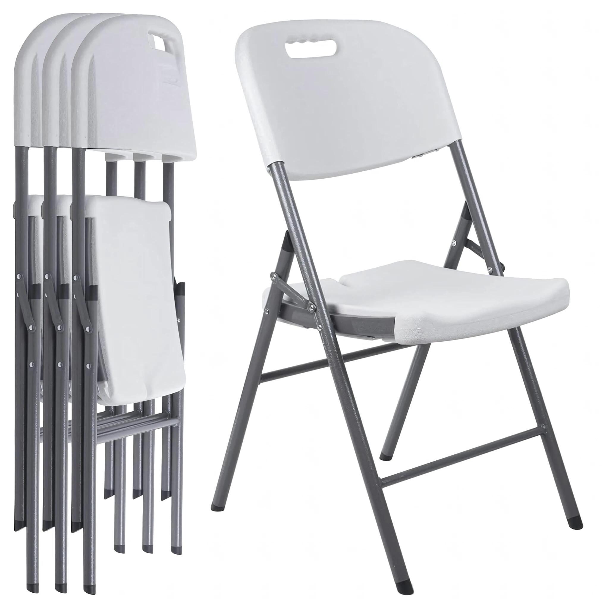 Set 4 scaune pliabile, cadru metalic, 120 kg, maner transport, 44.5x58x82 cm
