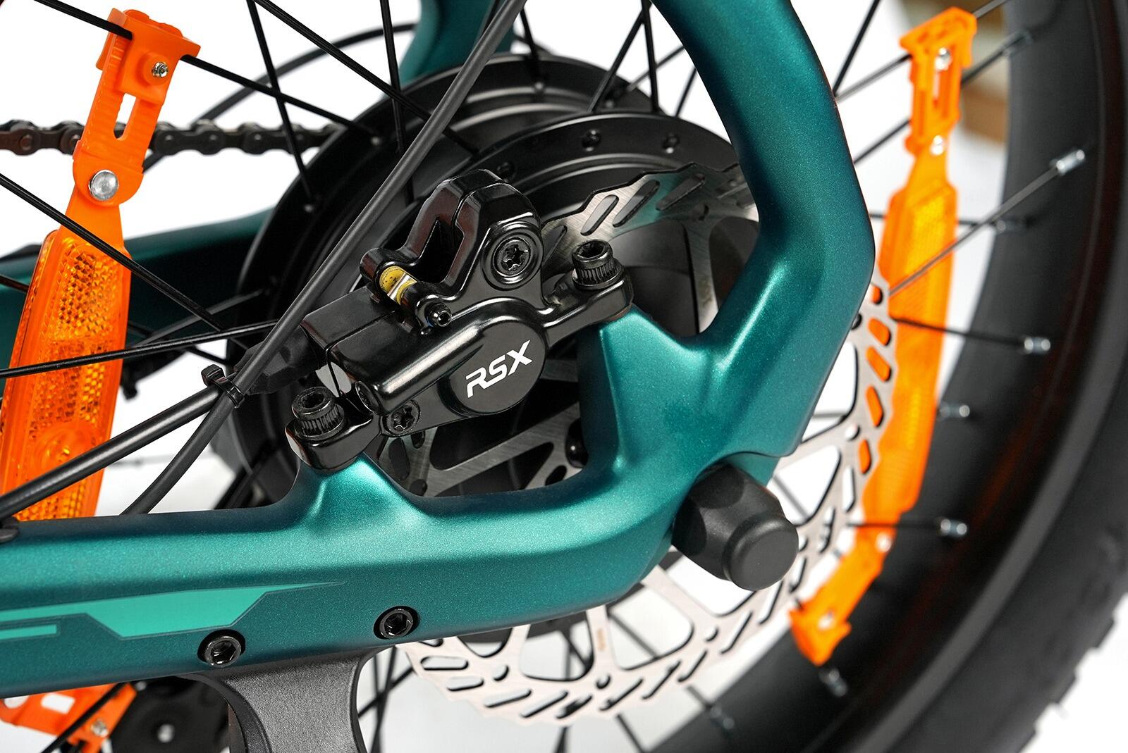 Bicicleta híbrida eléctrica F8 neumáticos anchos larga autonomía verde 6/7