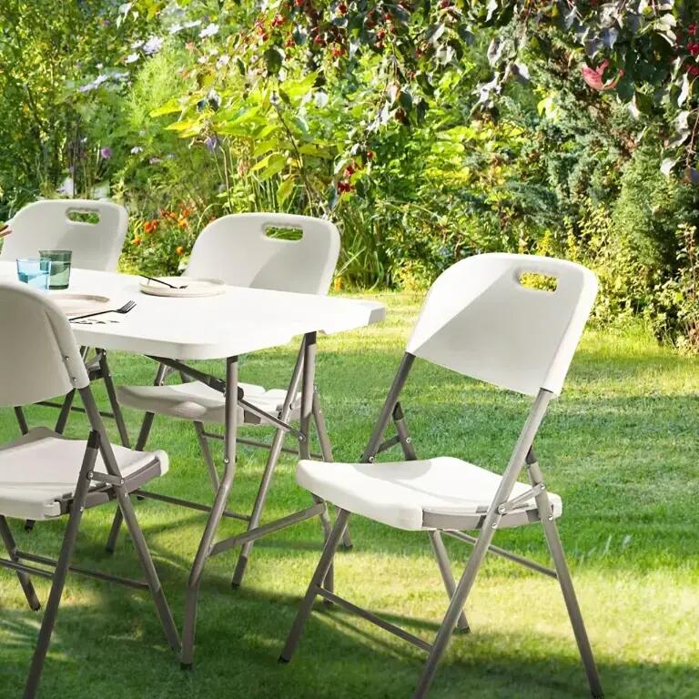 Set 4 scaune pliabile, cadru metalic, 120 kg, maner transport, 44.5x58x82 cm 4/7