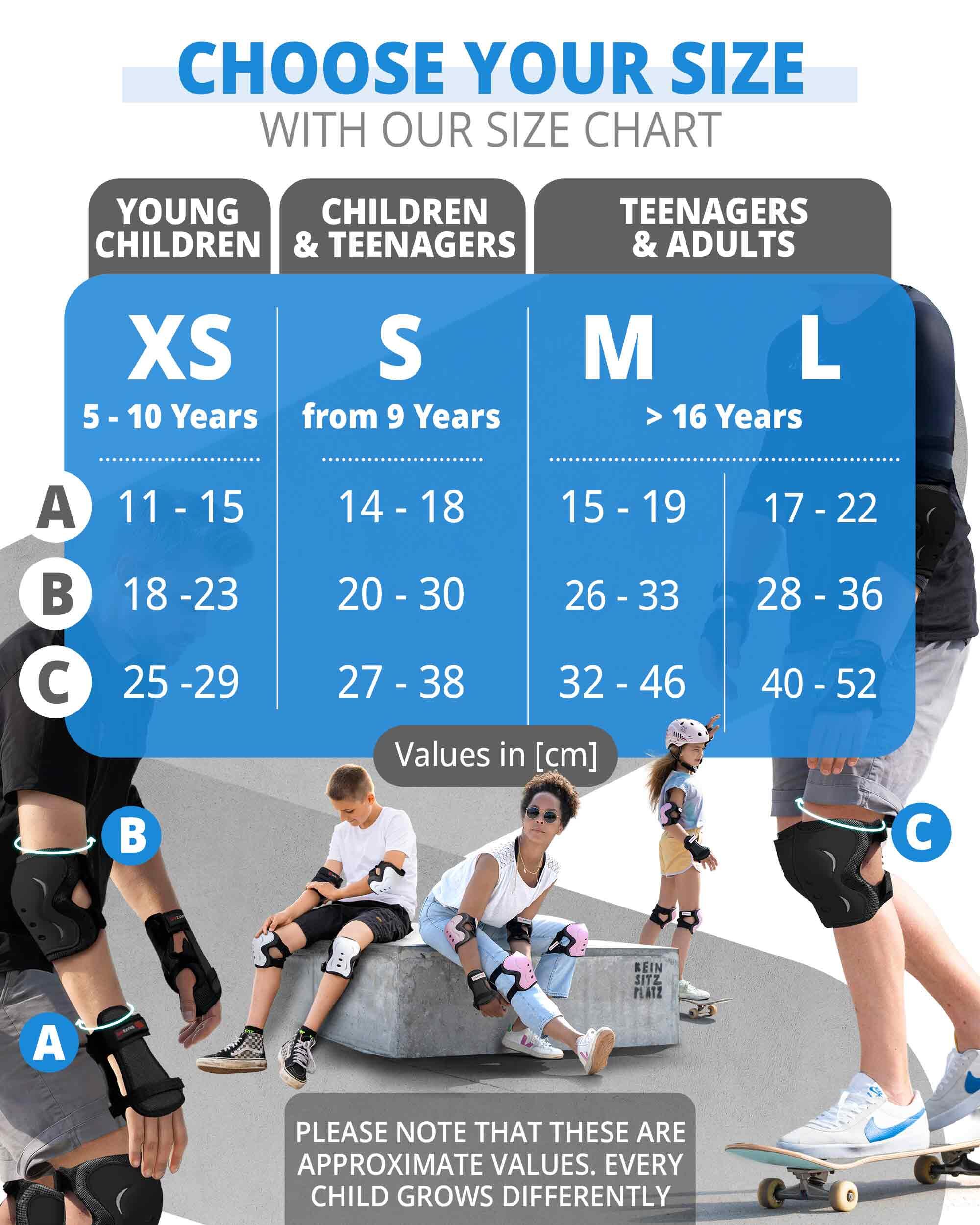 Schoner Set Protektoren Inliner 3-er Set Skateboard Kinder Schützer Knieschoner 5/8