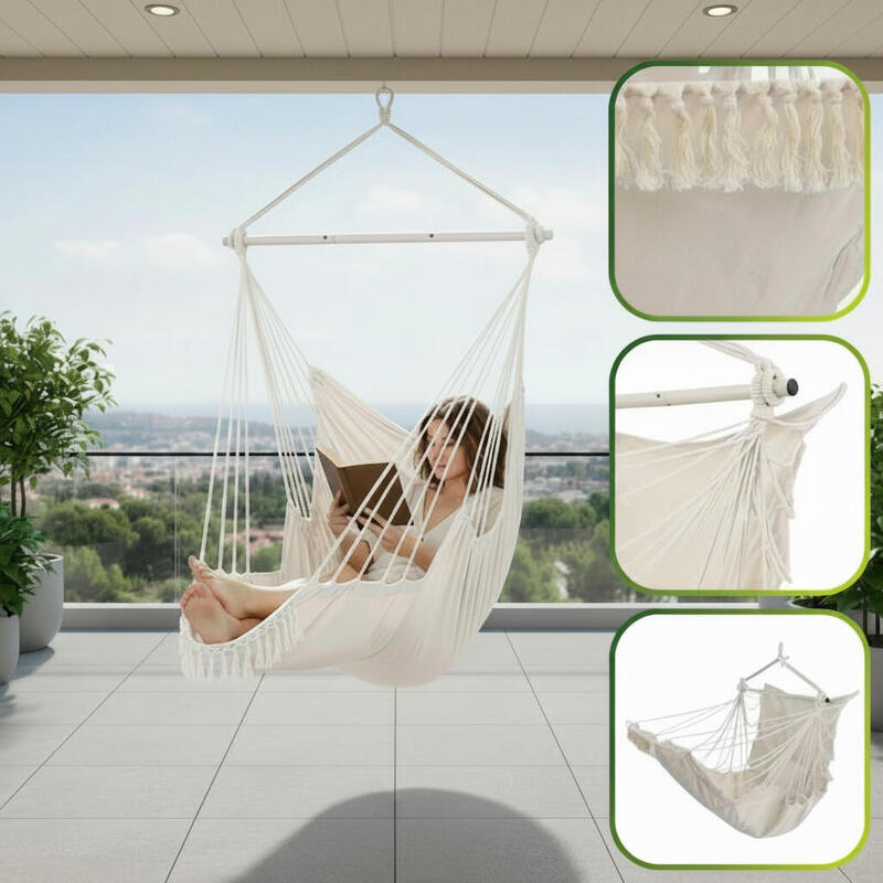 Scaun suspendat tip hamac 2 in 1, 150 kg, bumbac 320 g/mp, 220 x 100 x 115 cm