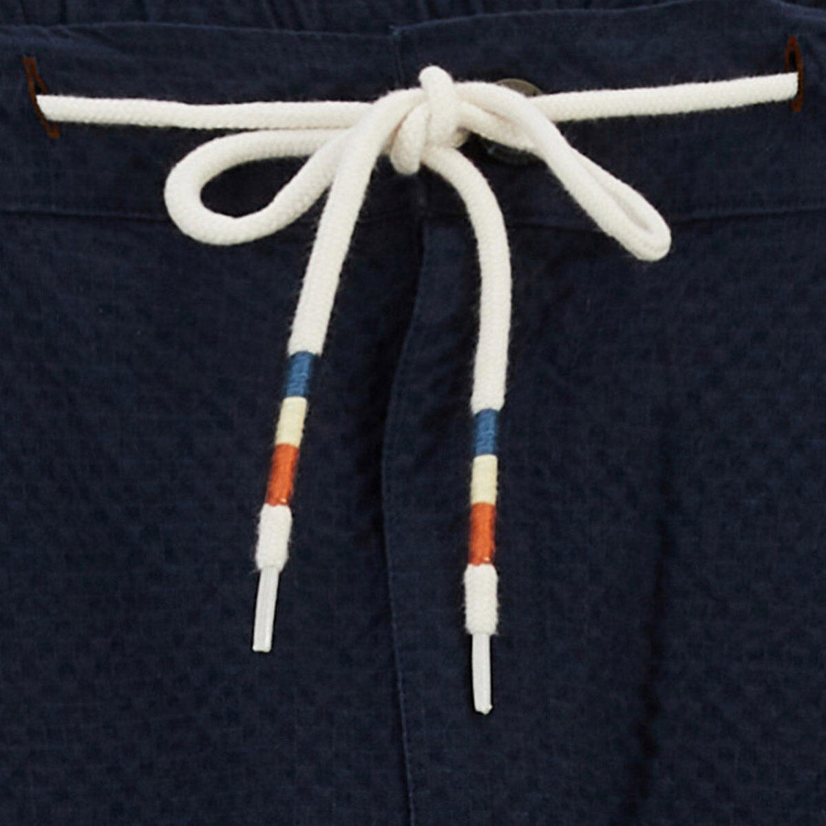 Pantalon 558 en coton seersucker avec taille élastique bleu marine 3/4