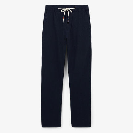 Pantalon 558 en coton seersucker avec taille élastique bleu marine
