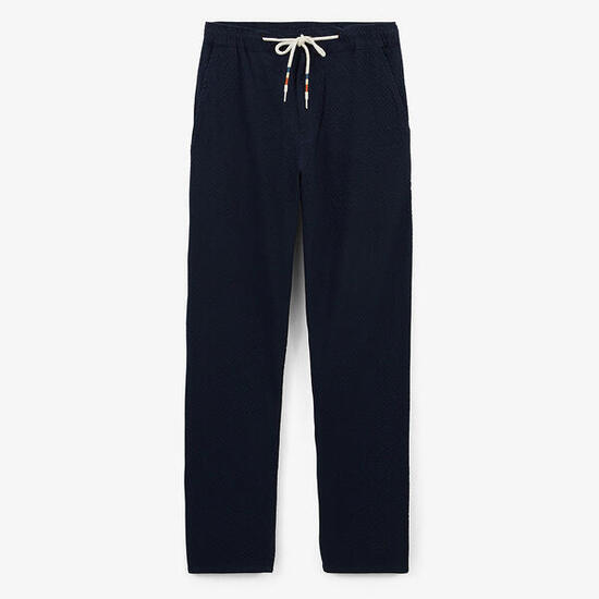 Pantalon 558 en coton seersucker avec taille élastique bleu marine