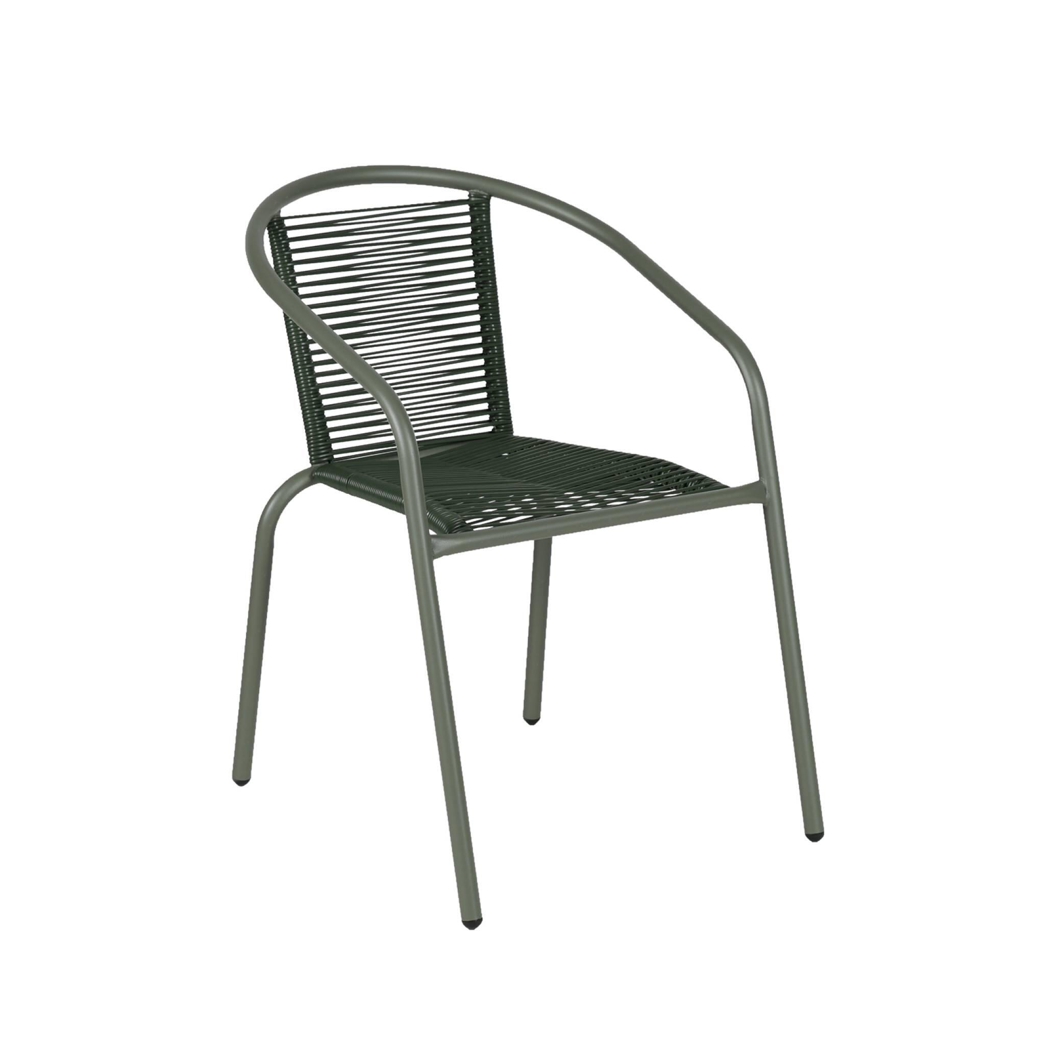 Cadeirões de jardim em resina natural, set de 4, Verde caqui 3/5