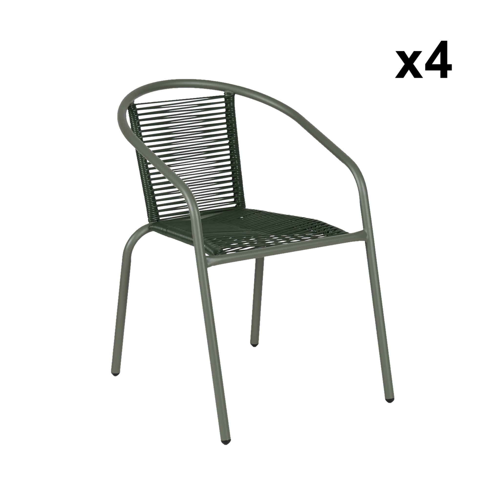Cadeirões de jardim em resina natural, set de 4, Verde caqui 5/5