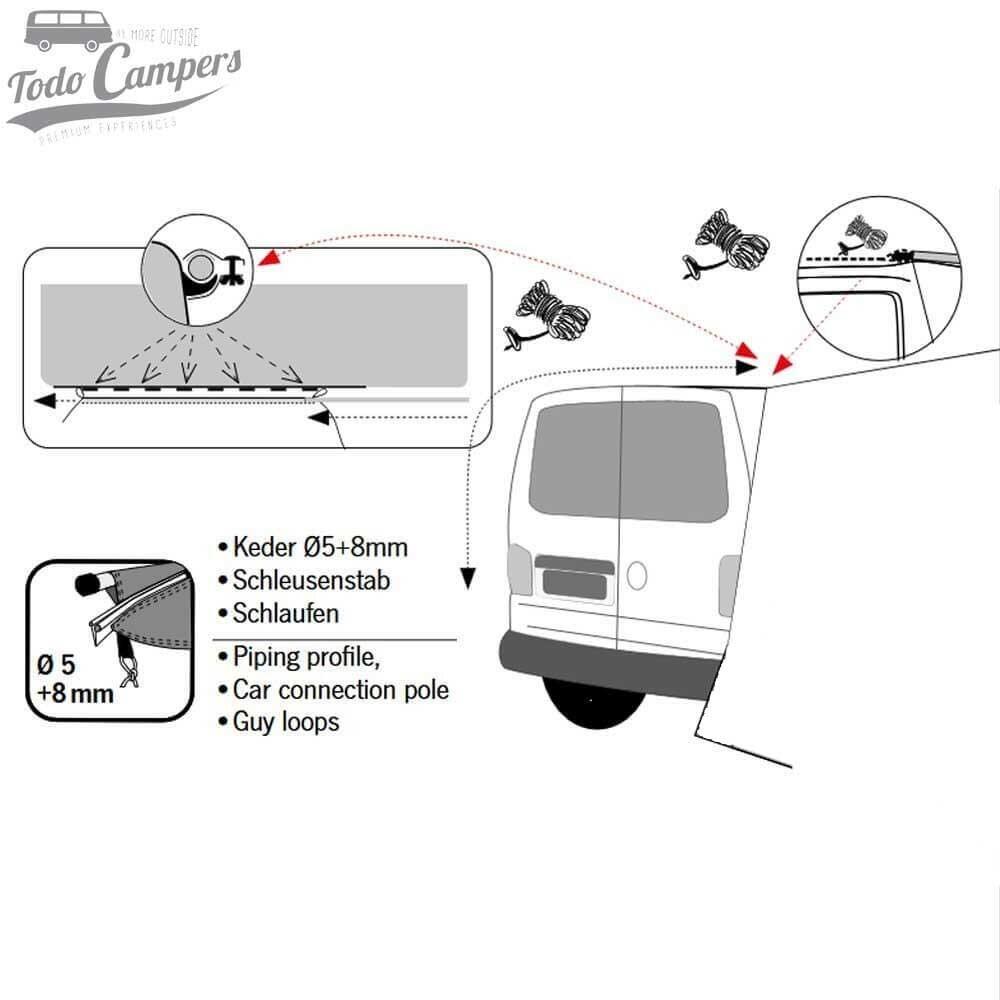Cabina avancé lateral Playa Van para furgonetas con guía o bordón 4/6