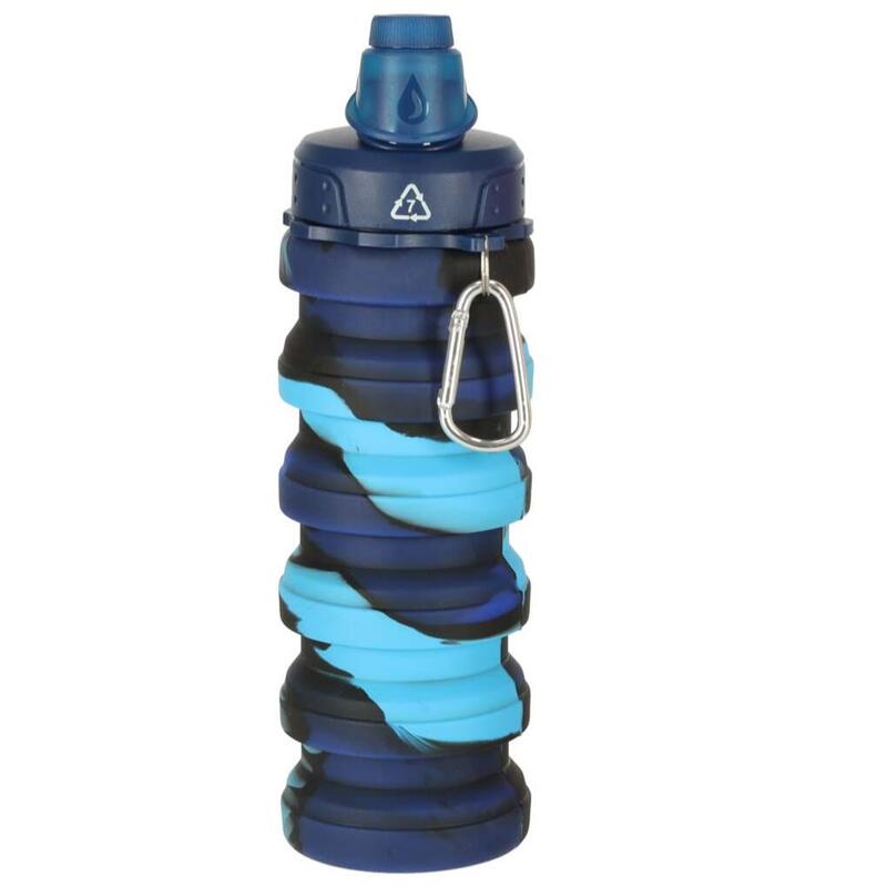 Sticla de apa pliabila, silicon, 250-500 ml, 13.5x7 / 23x7 cm,  albastru/negru
