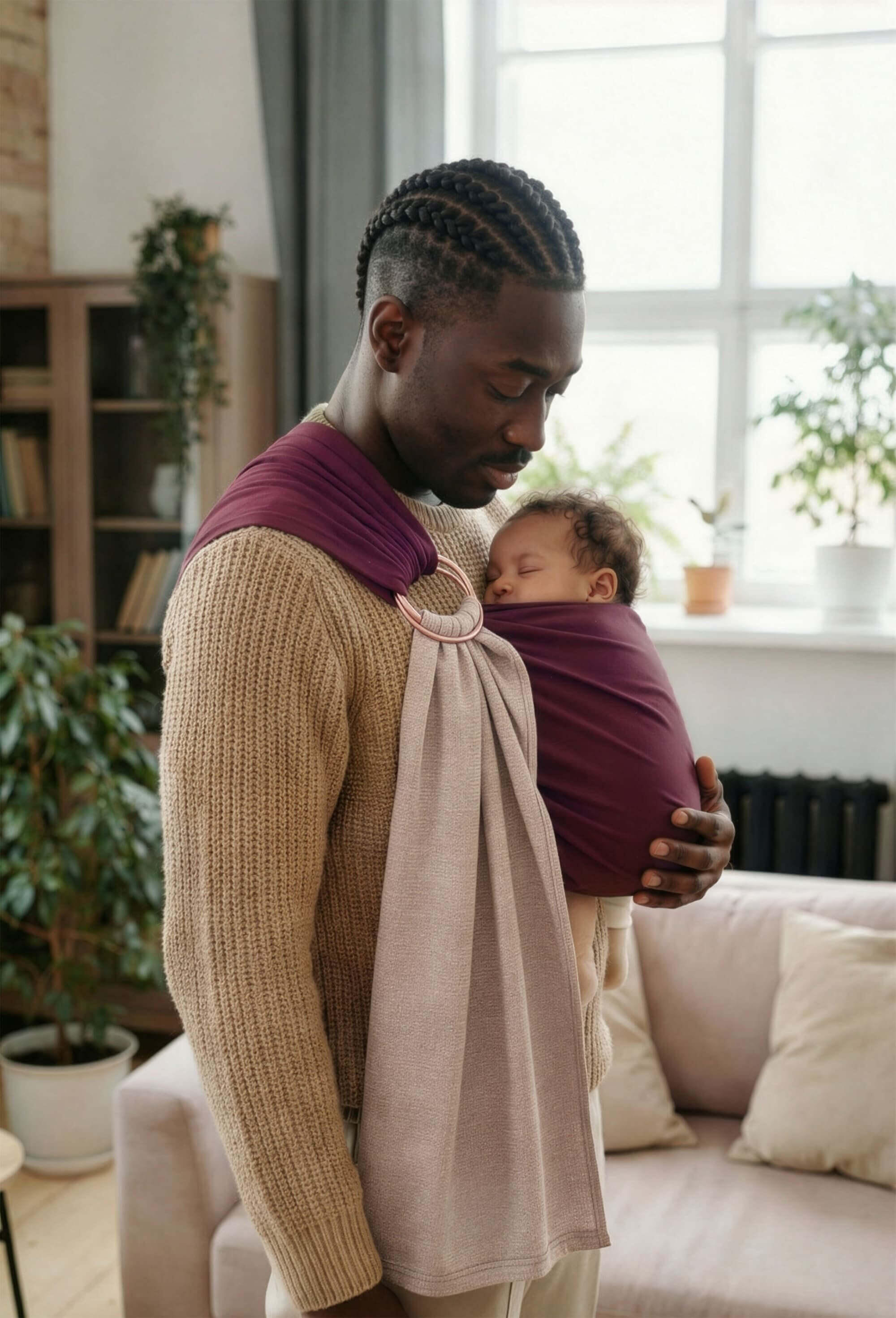 Sling - La Petite Echarpe Sans Nœud - Figue, Latte (réversible) 3/5