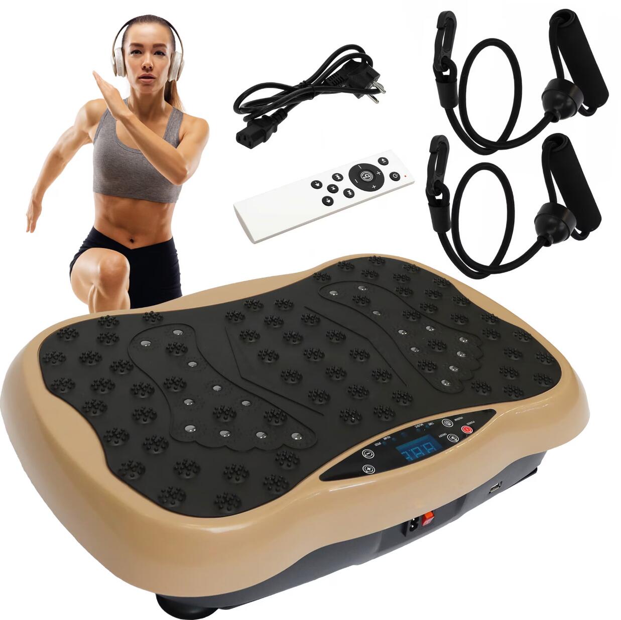 Aparat fitness cu vibromasaj, 3 programe, ecran tactil, telecomanda, 200W