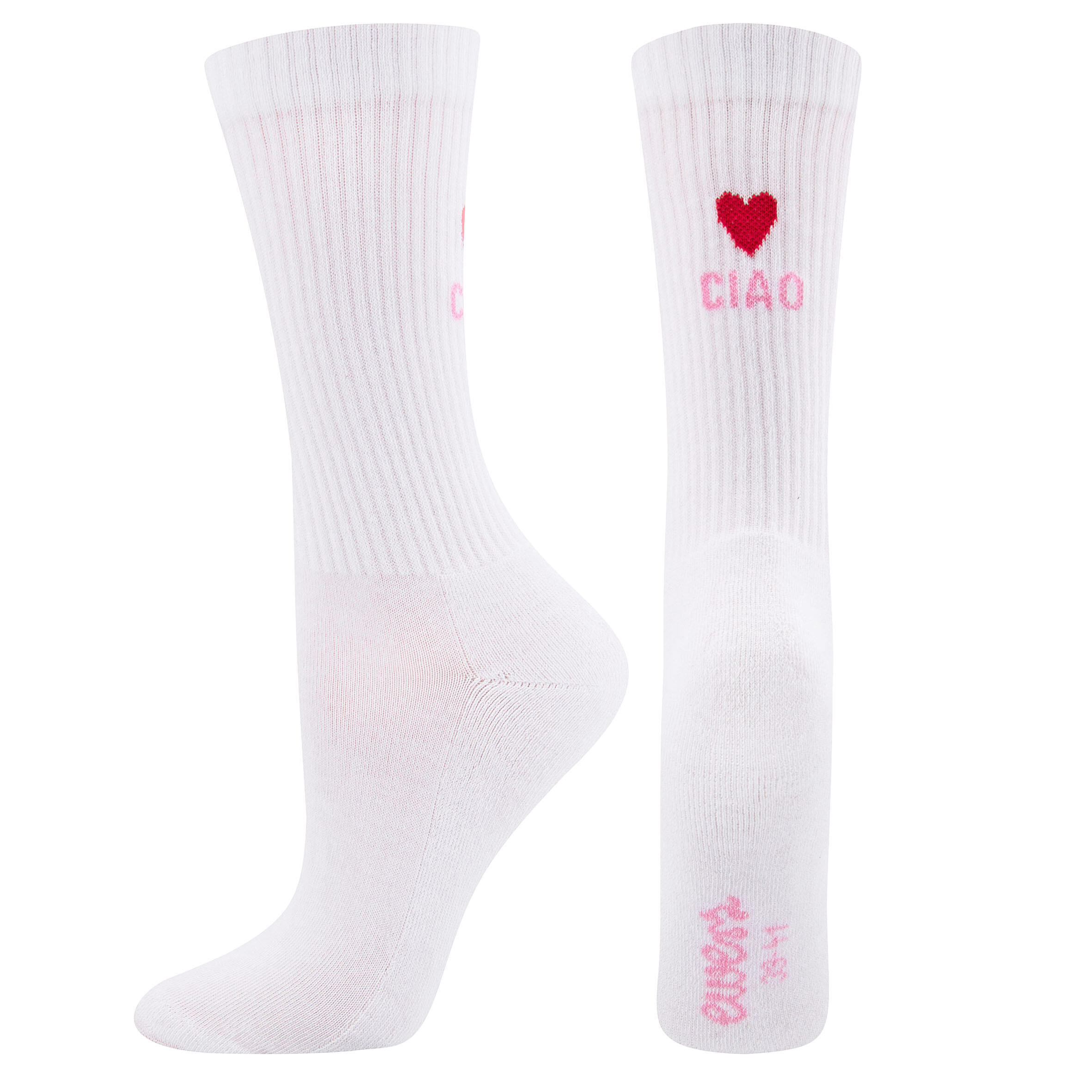 Confezione da 3 paia di calzini da tennis alti bianchi/rosa 3/7
