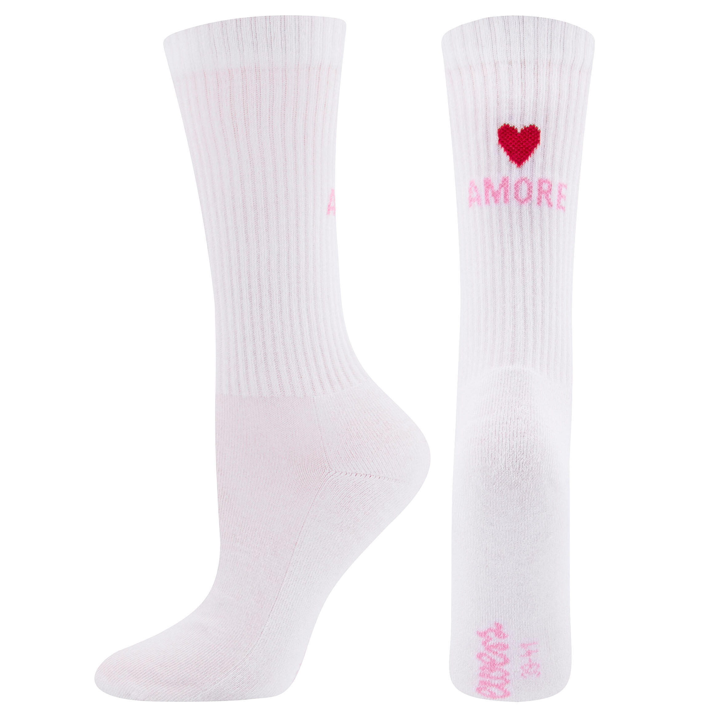 Confezione da 3 paia di calzini da tennis alti bianchi/rosa 4/7